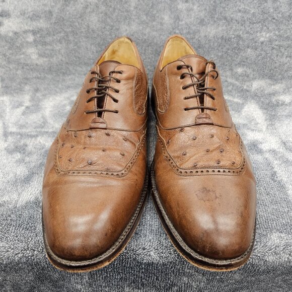 MEZLAN Genuine Ostrich Dress Shoes Mens 13M Derby Loafer brown lace-up oxford main image 8